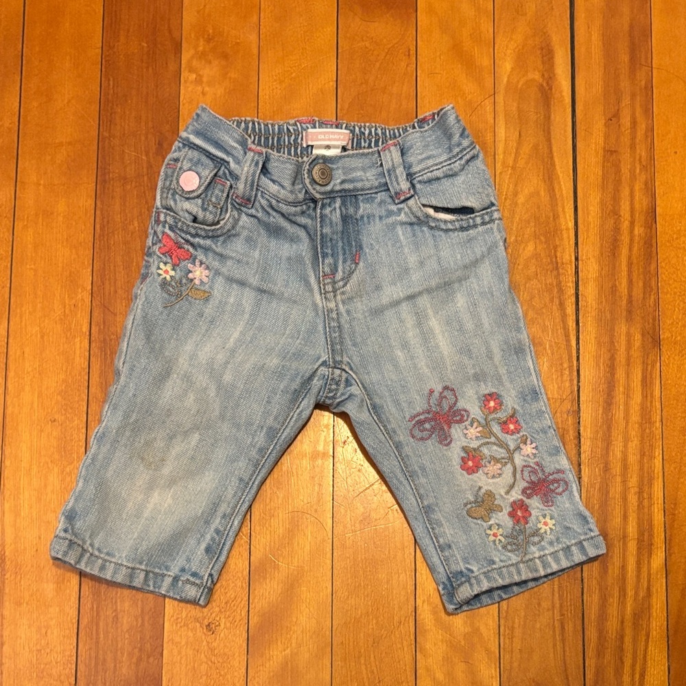 Embroidered Denim Kids capri
